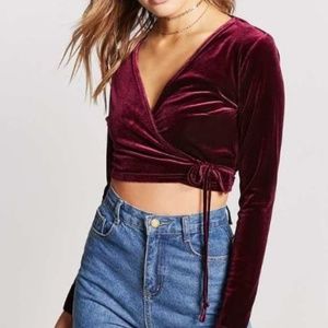 Velvet Wrap Crop Top